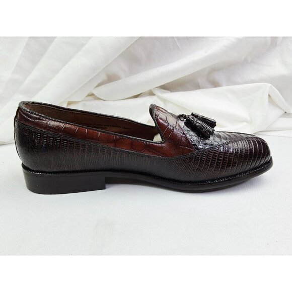 Stacy Adams Genuine Snake Size 9M Mens Brown Slip On Tassel Accent Loafers NIB main image 14